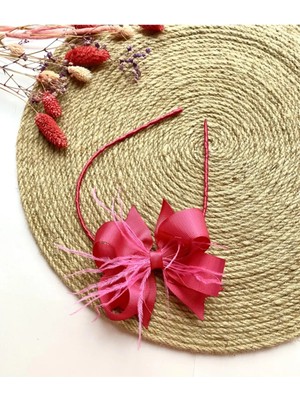 İrembaby Anne Lohusa Tacı Fuşya Pembe Tüylü Fiyonk Lohusa Tacı Saç Bandı