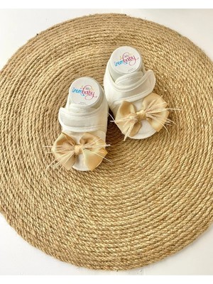 İrembaby Bebek Ayakkabı Süslü Patik Gold Tüylü Fiyonklu (Lohusa-Çekim-Mevlüt)