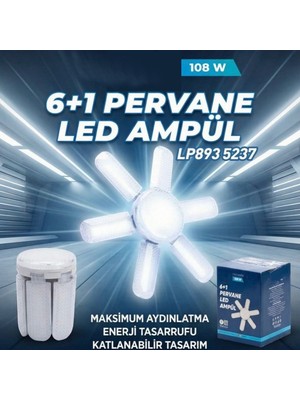 BarkoFix 7 LED Pervane LED Ampül 105W 9720 Lümen Süper Güçlü E27 Lamba A++ Beyaz Işık 6+1 LED