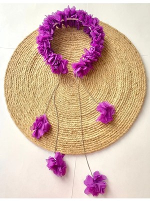 İrembaby Anne Lohusa Tacı Mor Sarkan Küpeli Çiçekli Lohusa Tacı (Çekim-Düğün-Kına)