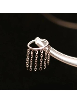 Rupen Kraft %100 G23 Titanyum Zincir Püskül 8mm x 1.2mm Altın Titanyum Kilitli Halka Piercing