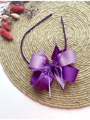 İrembaby Anne Lohusa Tacı Mor Lila Tüylü Fiyonk Lohusa Tacı Saç Bandı