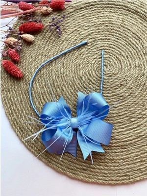 İrembaby Anne Lohusa Tacı Mavi Tüylü Fiyonk Lohusa Tacı Saç Bandı