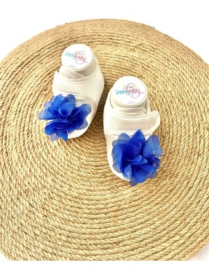 İrembaby Bebek Ayakkabı Süslü Patik Lacivert - Mavi Çiçekli (Lohusa-Çekim-Mevlüt)