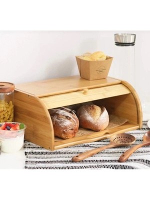 Feyza Design Bambu Açılır Kapanır Kapaklı Ekmek Kutusu 38X19CM, Şık ve Pratik Tasarım
