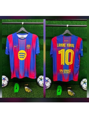 Ceka BARCELONA2025/26 Lamine Yamal Dijital Baskılı 10 Numara Çubuklu Taraftar Forma