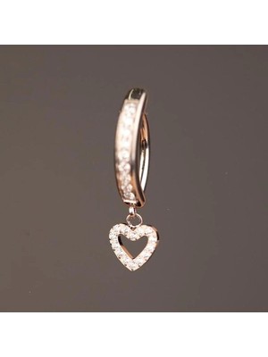 Rupen Kraft Kalp Sallantılı Zirkon Titanyum Klips Göbek Piercing Ultraliğht 10 mm Titanyum Göbek Piercingi