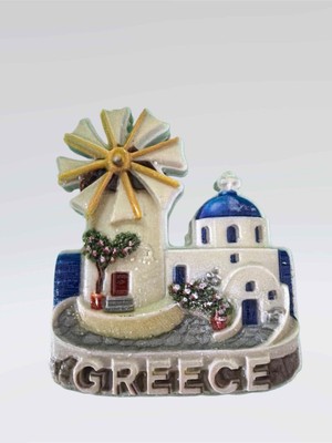 Mundy Greece (Yunanistan) Temalı Kabartmalı Polyester Magnet Buzdolabı Süsü – 6 cm x 7,5 cm (KOD:1083)