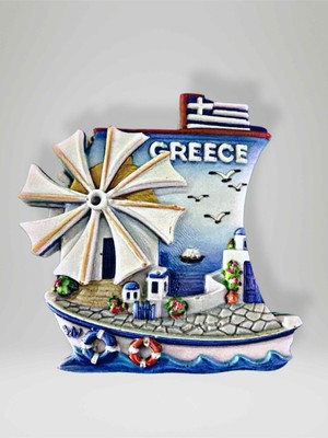 Mundy Greece (Yunanistan) Temalı Kabartmalı Polyester Magnet Buzdolabı Süsü – 7 cm x 7,5 cm (KOD:1082)