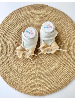 İrembaby Bebek Ayakkabı Süslü Patik Gold Tüylü Fiyonklu (Lohusa-Çekim-Mevlüt)