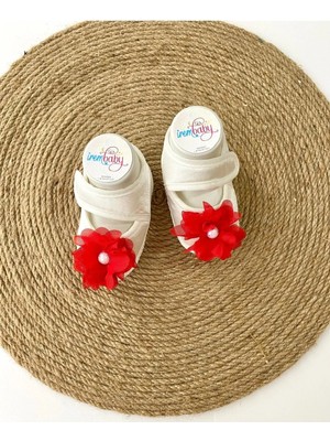 İrembaby Bebek Ayakkabı Süslü Patik Kırmızı Çiçekli (Lohusa-Çekim-Mevlüt)