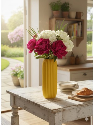 Rivon Desing Tera Kendinden Çizgili Vazo