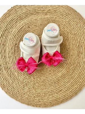 İrembaby Bebek Ayakkabı Süslü Patik Fuşya Tüylü Fiyonklu (Lohusa-Çekim-Mevlüt)