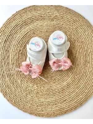 İrembaby Bebek Ayakkabı Süslü Patik Pudra Pembe Tüylü Fiyonklu (Lohusa-Çekim-Mevlüt)