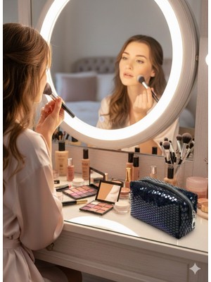 Özgürce Yumuşak Tüylü Mini Makyaj Çantası, Fermuarlı, Şık ve Pratik Tasarım