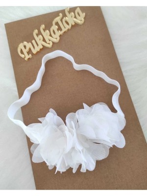 İrembaby Beyaz Çiçek Model Kız Bebek Lohusa Saç Bandı