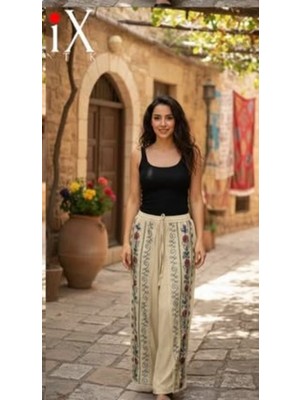 Fibula Bohem Otantik ve Mistik Işlemeli Standart Beden Kapama Şalvar Pamuk Pantolon 36-46 Bedenler Arası Olurbedenlerarasi