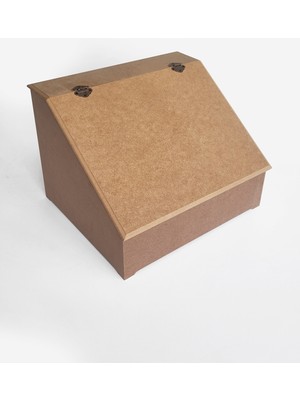 Feyza Design Boyanabilir Ham Mdf Ekmeklik, Geniş Hacimli Menteşe Kapaklı Kutusu