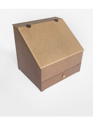 Feyza Design Boyanabilir Mdf Geniş Çekmeceli Ekmeklik, Menteşe Kapaklı, Şık ve Fonksiyonel