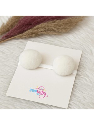 İrembaby Ponponlu Saç Bandı Bebek - Çocuk Peluş Ponponlu Saç Bandı Ponpon Toka Saç Bandı Peluş Tüylü Ponpon