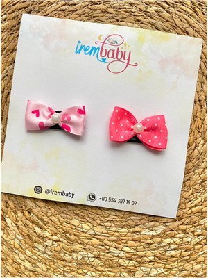 İrembaby 2'li Set Bebek - Çocuk Saçsız Bebek Tokası Seti Fiyonklu Toka Set
