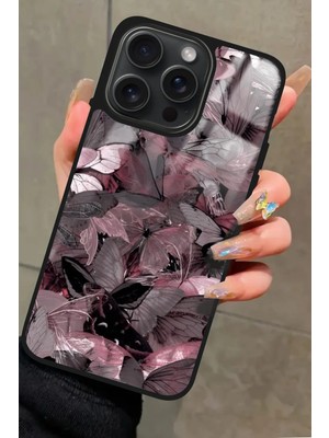 Snacase  Apple iPhone 16 Pro Max Uyumlu Pembe Kelebek Tasarımlı Parlak Silikon Kılıf