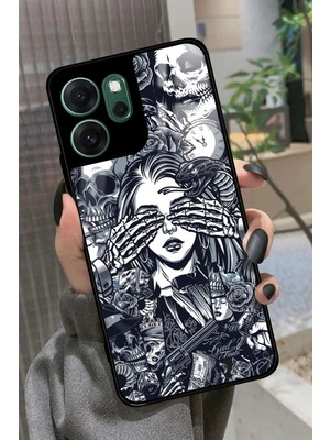 Snacase Oppo Reno 14F Uyumlu Kurukafa Posteri Tasarımlı Parlak Silikon Kılıf