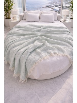 Shal Home %100 Pamuk 8 Kat Müslin Yatak Örtüsü Takımı-Doublesize 240X260CM