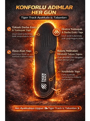 Tıger Track Flexistep Spor ve Günlük Kullanım Için Ultra Konforlu Ortopedik Ayakkabı Tabanlığı Kadın Erkek