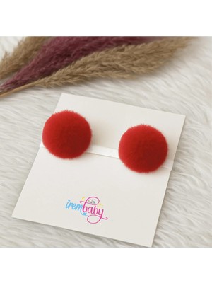 İrembaby Ponponlu Saç Bandı Bebek - Çocuk Peluş Ponponlu Saç Bandı Ponpon Toka Saç Bandı Peluş Tüylü Ponpon