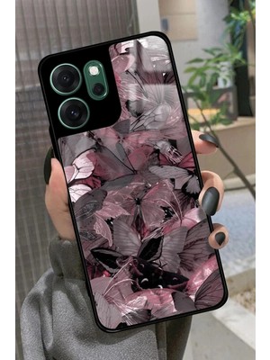 Snacase Oppo Reno 14F Uyumlu Pembe Kelebek Tasarımlı Parlak Silikon Kılıf