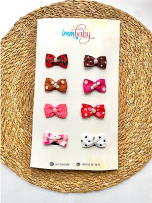 İrembaby 8'li Set Bebek - Çocuk Saçsız Bebek Tokası Seti Fiyonklu Toka Set