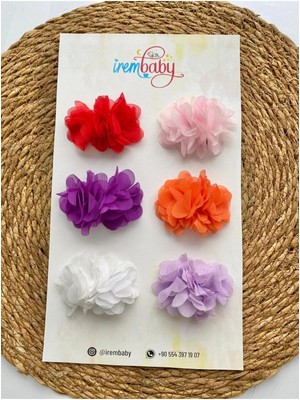 İrembaby 6'lı Set Bebek - Çocuk Saçsız Bebek Tokası Seti Çiçekli Toka Set