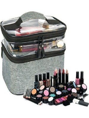 Özgürce Şık Kadın Makyaj ve Bakım Çantası, 2 Bölmeli, Pratik ve Hafif Tasarım