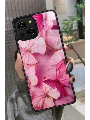 Snacase Reeder S23 Pro Max Uyumlu Pembe Kelebek Tasarımlı Parlak Silikon Kılıf