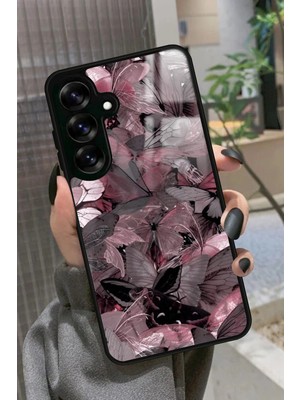 Snacase  Samsung Galaxy A16 Uyumlu Pembe Kelebek Tasarımlı Parlak Silikon Kılıf