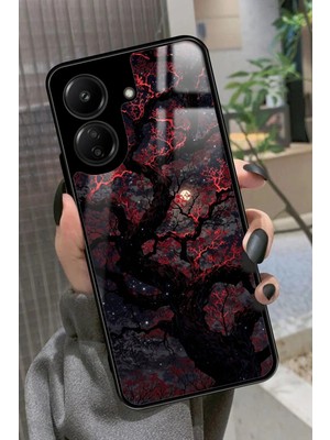 Snacase  Xiaomi Redmi 13C Uyumlu Van Gogh Kırmızı Ağaç Tablo Tasarımlı Parlak Silikon Kılıf