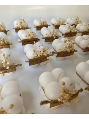 Bernami Düğün Pinterest 20 Adet Çiçek Süslemeli Hediyelik Bubble Mum