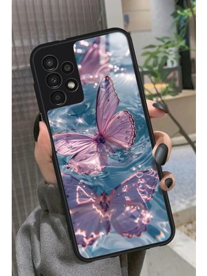 Snacase  Samsung Galaxy A13 Uyumlu Pembe Kelebek Tasarımlı Parlak Silikon Kılıf