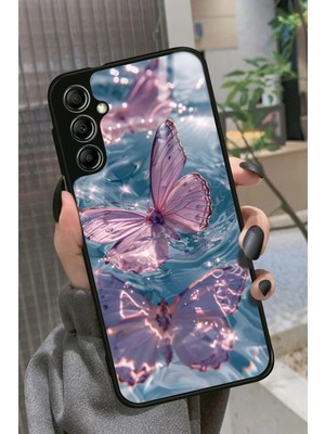 Snacase  Samsung Galaxy A14 Uyumlu Pembe Kelebek Tasarımlı Parlak Silikon Kılıf
