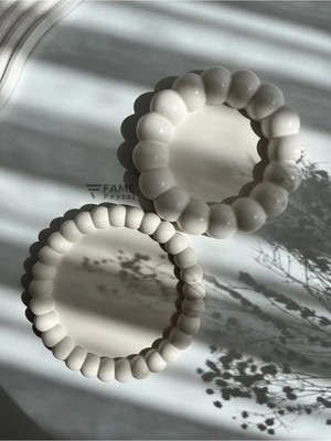 Bernami Düğün Pinterest 2'li Bubble Tabak Seti (Verniksiz) Dekoratif Mum ve Takı Tabağı, Sunum Tabağı ve Tepsisi