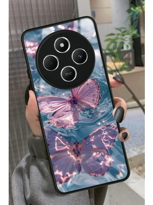 Snacase  Xiaomi Redmi 14C Uyumlu Pembe Kelebek Tasarımlı Parlak Silikon Kılıf