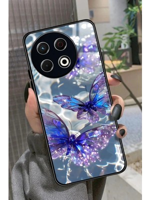 Snacase Tecno Spark 30 Pro Uyumlu Pembe Çiçek Tasarımlı Parlak Silikon Kılıf