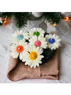 Bernami Düğün Pinterest 6 Lı Papatya Mum, Kokulu Mum