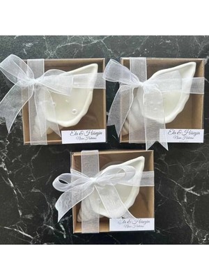 Bernami Düğün Pinterest Kutulu Süslenmiş Istiridye Mum Nikah Nişan Hediyelik - 12 Adet