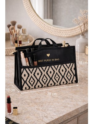 Özgürce Çok Bölmeli Fermuarlı Makyaj ve Kozmetik Organizer, 28X18 cm