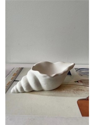 Bernami Düğün Pinterest Deniz Kabuğu Görünümlü Dekoratif Mumluk, Takı Tabağı, Organizer | Beyaz