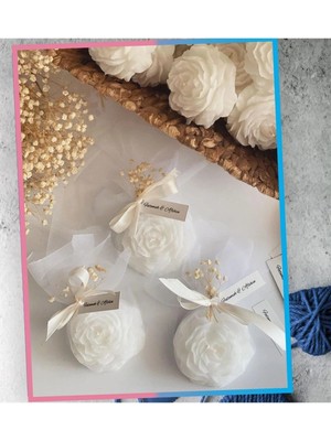 Bernami Düğün Pinterest Mumlu Şakayık Gül Hediyelik - 10 Adet