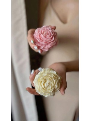 Bernami Düğün Pinterest Pembe - Sarı 2 Adet Şakayık Dekoratif Model Kokulu Mum