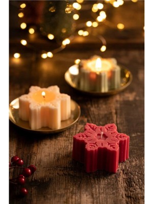 Bernami Düğün Pinterest Kar Tanesi Dekoratif Mum 3 Adet